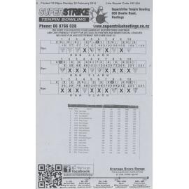 Super Strike Ten Pin Bowling : Scorecard
