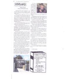 Eastbourne and the Wahine disaster:  oral history project:  (Irene)Thelma Lowndes. Obituary