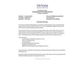 Eastbourne and the Wahine disaster:  oral history project:  Bruce Mitchell.  Summary and abstract