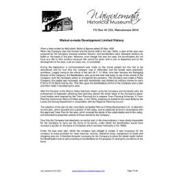 Wainui-o-mata Development Limited History