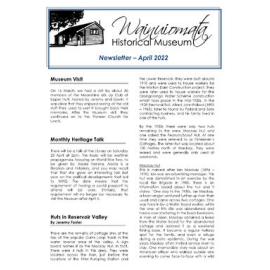 Newsletter (Wainuiomata Historical Museum) April 2022