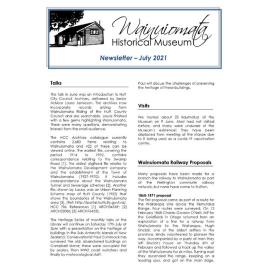 Newsletter (Wainuiomata Historical Museum) July 2021