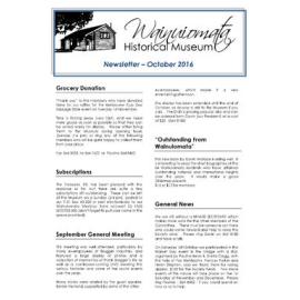Newsletter (Wainuiomata Historical Museum) October 2016