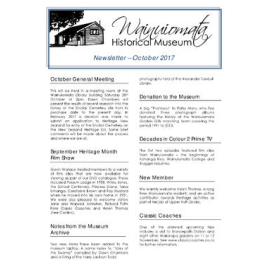 Newsletter (Wainuiomata Historical Museum) October 2017