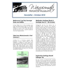 Newsletter (Wainuiomata Historical Museum) October 2018