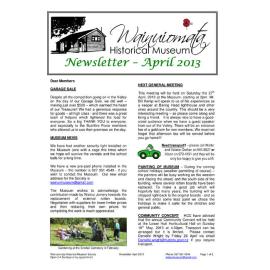 Newsletter (Wainuiomata Historical Museum) April 2013