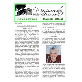 Newsletter (Wainuiomata Historical Museum) March 2012