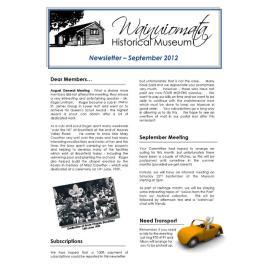 Newsletter (Wainuiomata Historical Museum) September 2012