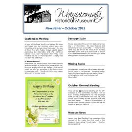 Newsletter (Wainuiomata Historical Museum) October 2012