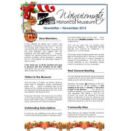 Newsletter (Wainuiomata Historical Museum) November 2012
