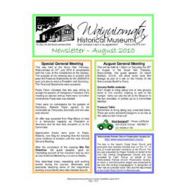 Newsletter (Wainuiomata Historical Museum) August 2010