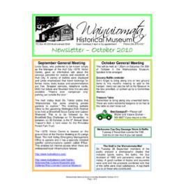 Newsletter (Wainuiomata Historical Museum) October 2010