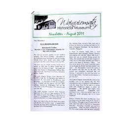 Newsletter (Wainuiomata Historical Museum) August 2011