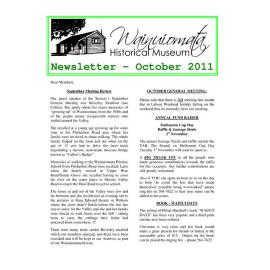 Newsletter (Wainuiomata Historical Museum) October 2011