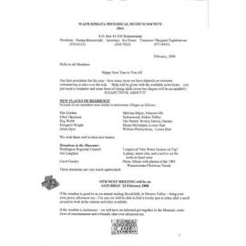 Newsletter (Wainuiomata Historical Museum) Feb 2008