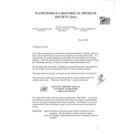 Newsletter (Wainuiomata Historical Museum) March 2008