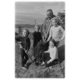 Planting in his park 