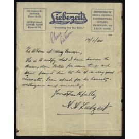 Letter from A.A. Liebezeit