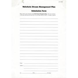 Waiwhetu Stream Management Plan : Submission Form