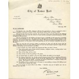 Letter to Ratepayers