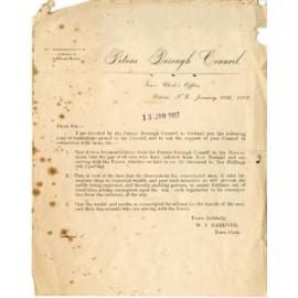 Letter From the Petone Borough Council 