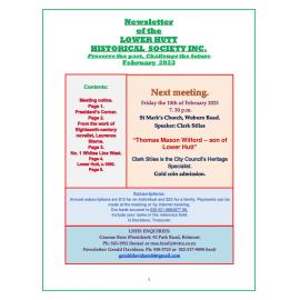 Newsletter of the Lower Hutt Historical Society